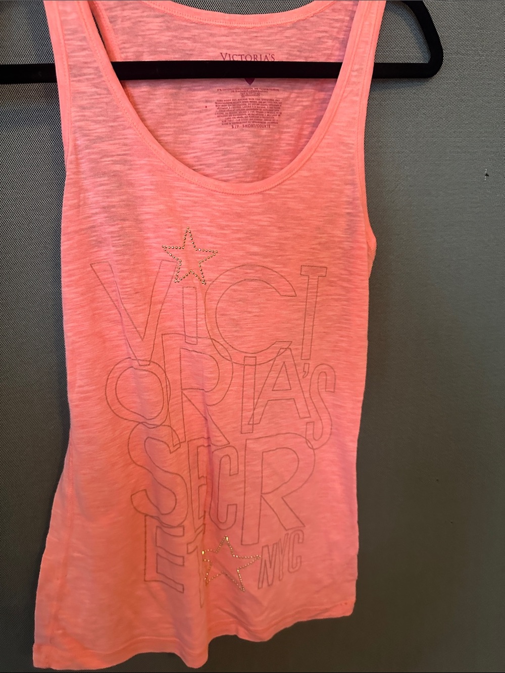 Victoria's Secret Neon Coral Logo Tank Top
